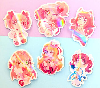 (Holographic) Pink Magical Girl Stickers